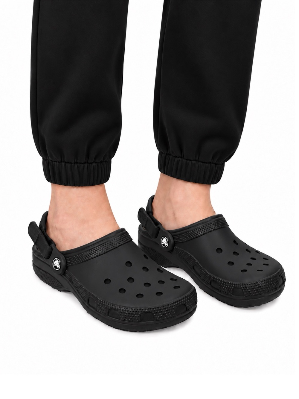 Size 8 Crocs Women’s Classic Adjustable Slip Resistant Black Work Clogs